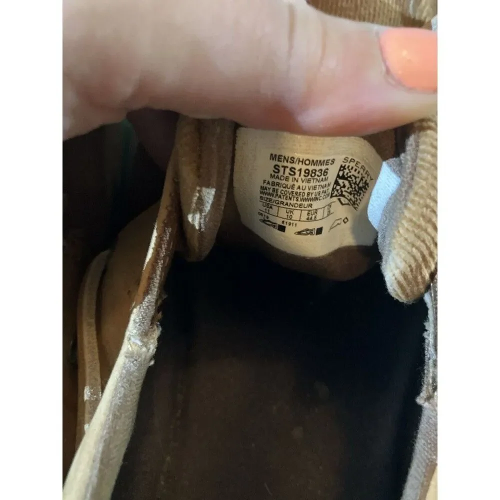 Sperry Top-Sider Men’s Brown Corduroy Boat Shoe Lace-Up US 11 Rubber Sole